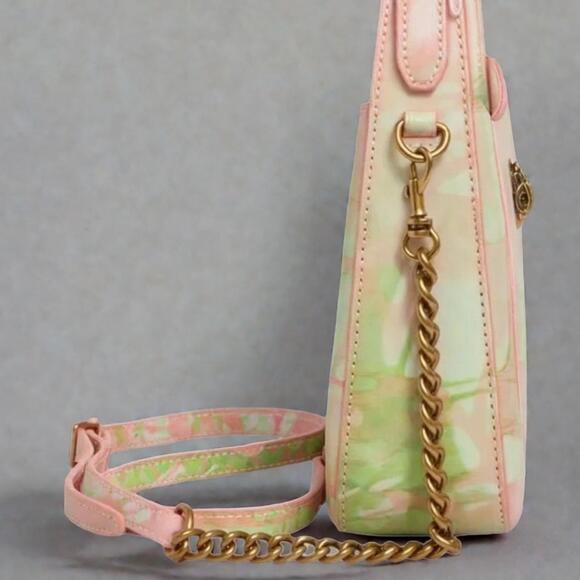 Kurt Geiger London - Bond Shoulder Bag - Coral Green & Pink Spring Artsy Tye-Dye - Picture 2 of 8